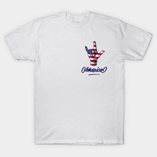 I Love You Hand Sign Gesture USA American Flag Cute T-Shirt by teeleoshirts
